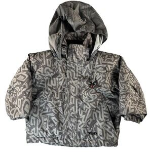 Spyder Toddler Size 2 Puffer Jacket Gray Abstract Print Hooded Coat